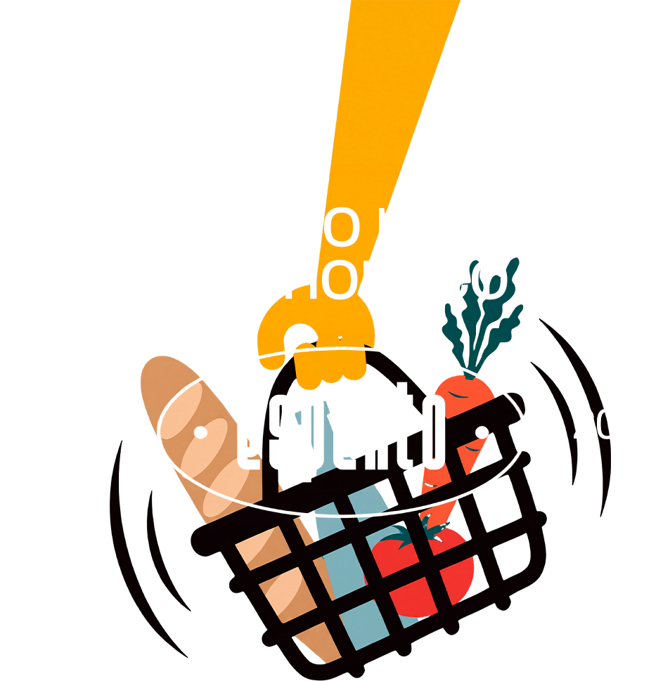 Braço amarelo saindo do alto da página e segurando a cesta esperto: seu guia do mercado econômico, esperto, desde 2021